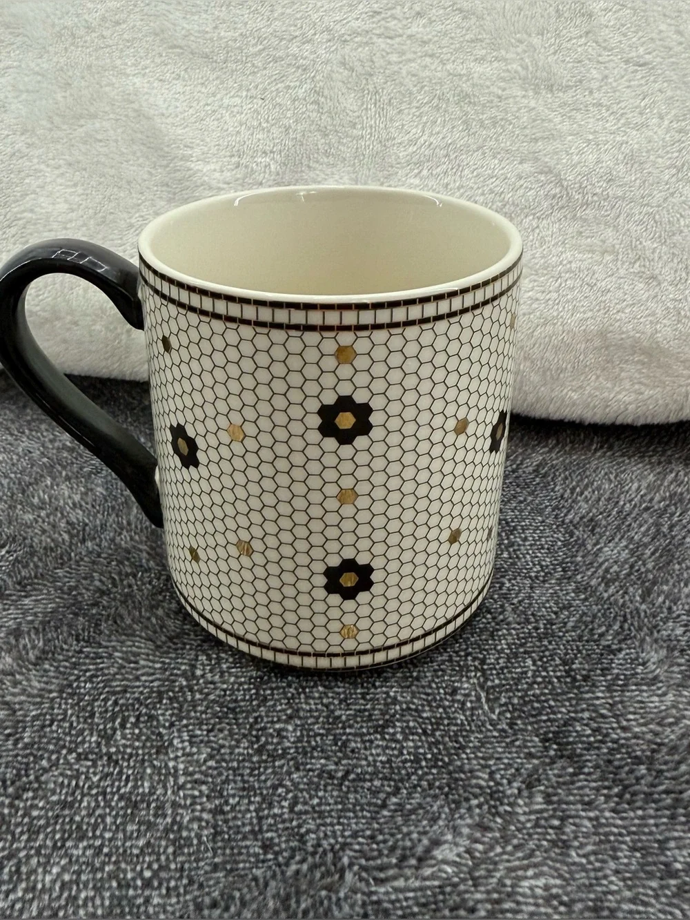 Anthropologie The Bistro Tile Stoneware Mug Monogram Initial C Mosaic-New
